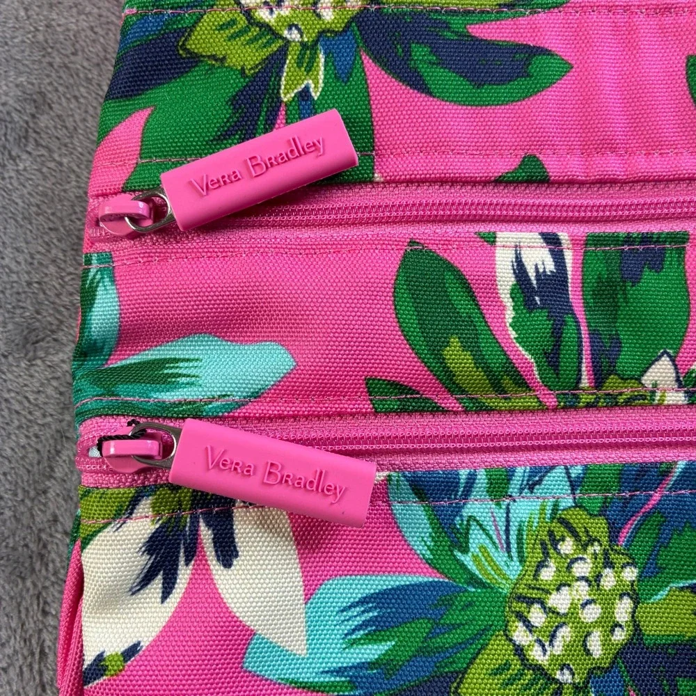 Vera Bradley Triple Zip Hipster Pink Floral Crossbody‎ Bag Tropical Paradise